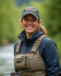 Anna Smith smiling fly fishing guide outdoors