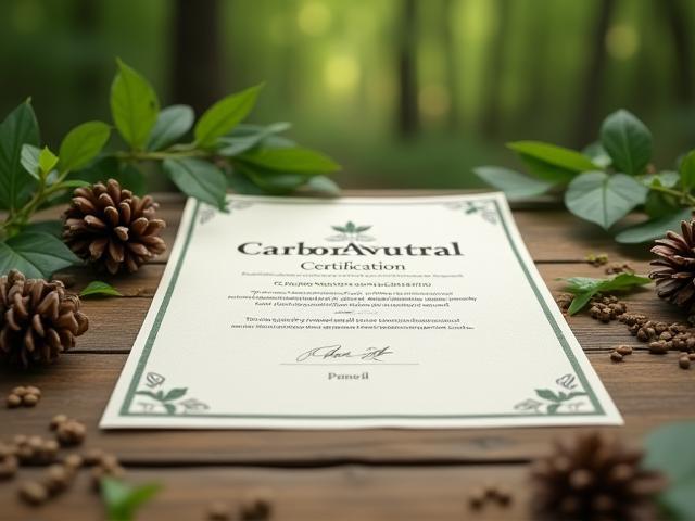 Certificate of carbon-neutral certification with nature background