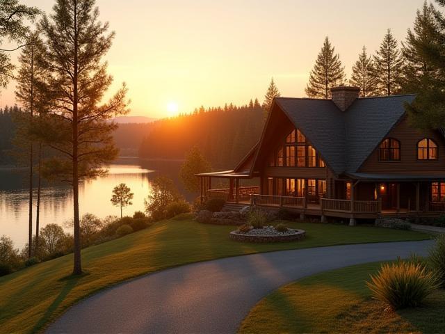 Pet friendly group lodge with lakefront view at Northern Current Adventures